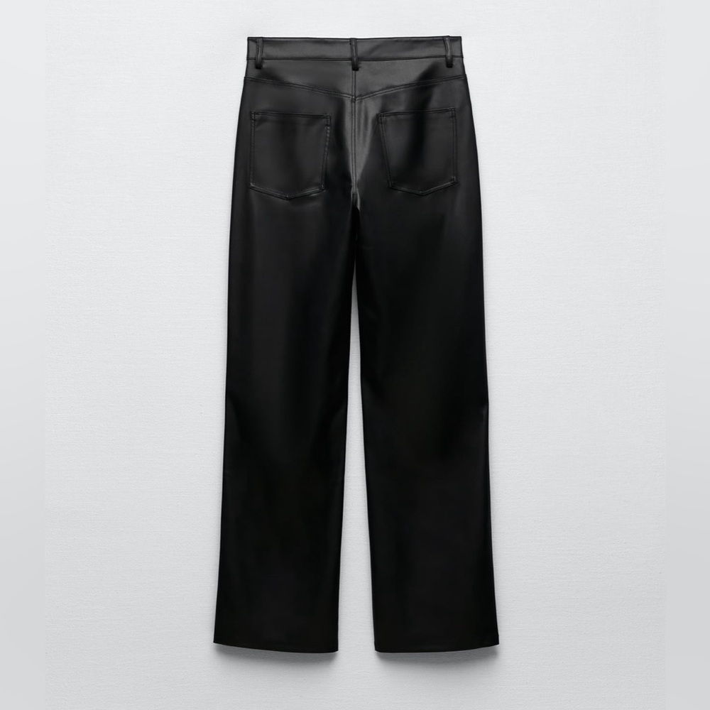 NWT | Zara | Faux Leather 90’s Wide Leg Pant - Picture 7 of 17
